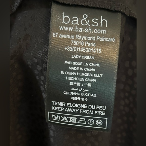 Ba&sh Women's Iris Dress Size 4 Small True Wrap Black Long Sleeve Midi Cocktail - Picture 8 of 12